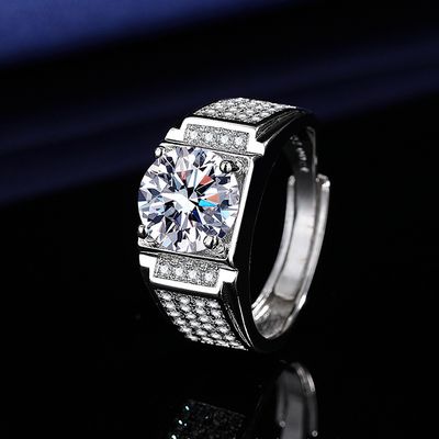 (Laboratory diamonds) Classic Diamond 3 Carats Full Diamond Fashion Men&#39;s Ring Test Pen Passed