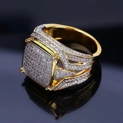 Hip-hop full diamond men&#39;s business OL diamond ring trendy men&#39;s ring