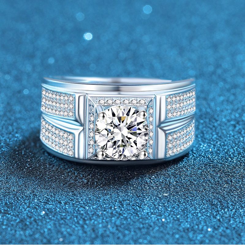 (I know, I gave you a real price. men&#39;s diamond open ring detection pen passed, Size: Adjustable opening, Color: White Diamond (Moisanite Diamond)