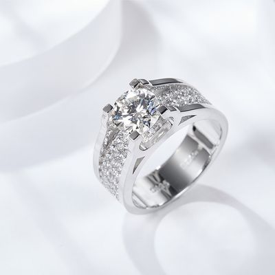 (Laboratory diamonds light luxury men&#39;s 2 carat ring wedding ring detection pen passed
