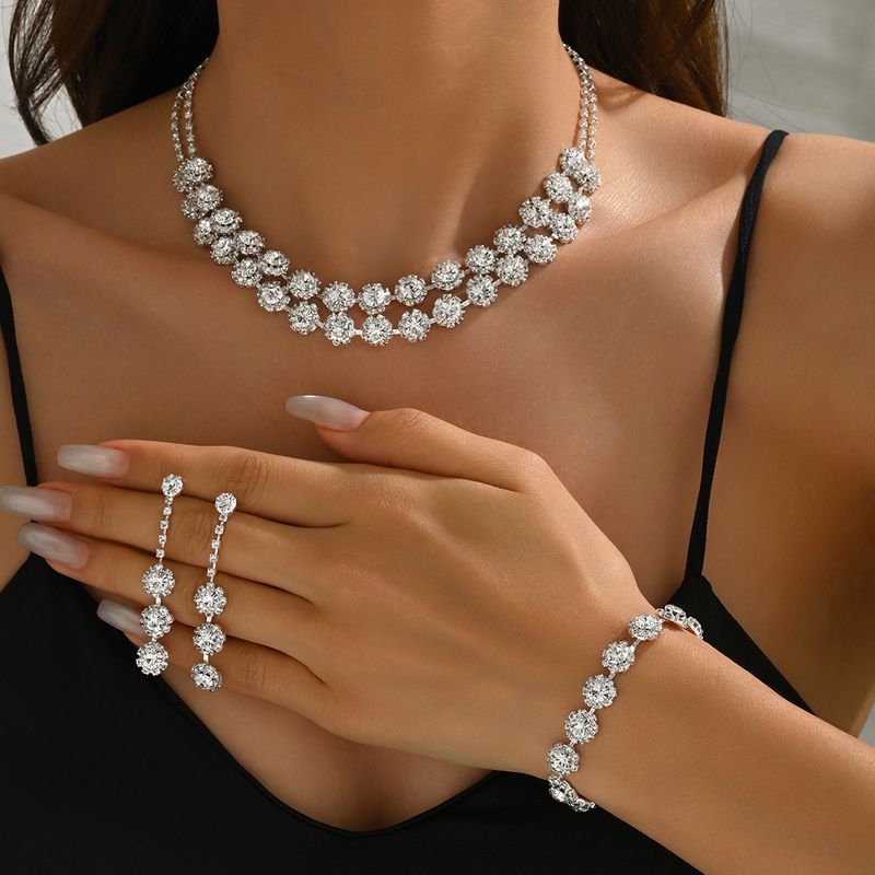 (Moissanite) Wedding Jewelry Bridal Necklace Decoration Set Fashion Claw Chain Full Diamond Jewelry