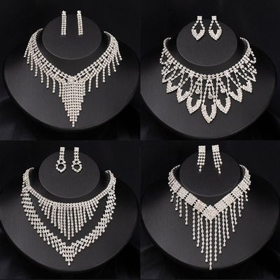 [Wedding Exclusive] Exquisite and Luxurious Laboratory diamonds Tassel Bridal Jewelry Set