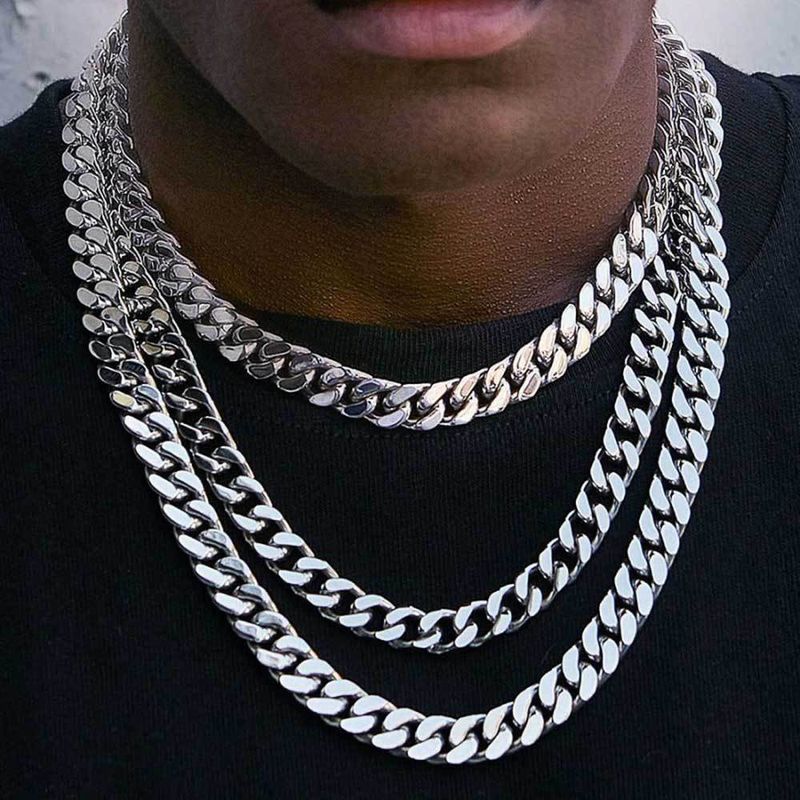 [Gold-plated necklace bracelet] Cuban Miami full diamond spring buckle men&#39;s