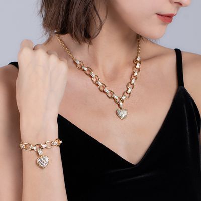 (Moissanite Necklace Bracelet) Heart-shaped Diamond Ins Set