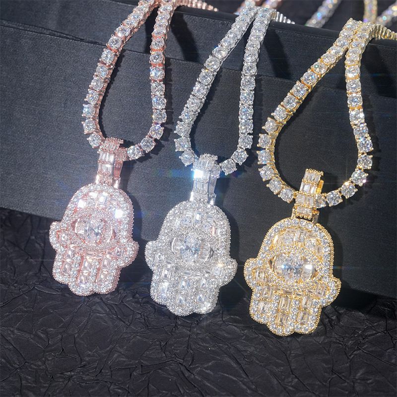 (Moissanite) Cute full diamond tennis chain pendant