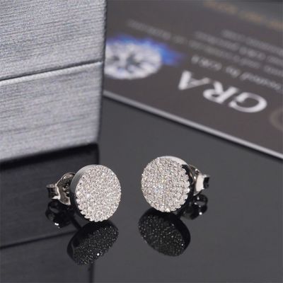 Hot-selling moissanite earrings S925 silver D color VVS full diamond classic round earrings
