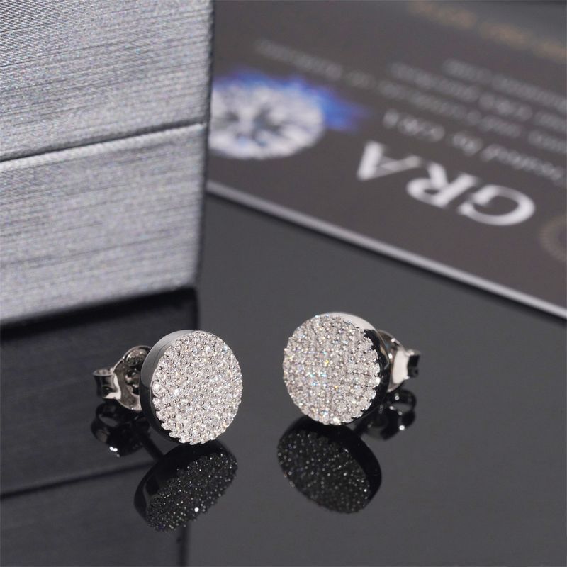 Hot-selling moissanite earrings S925 silver D color VVS full diamond classic round earrings