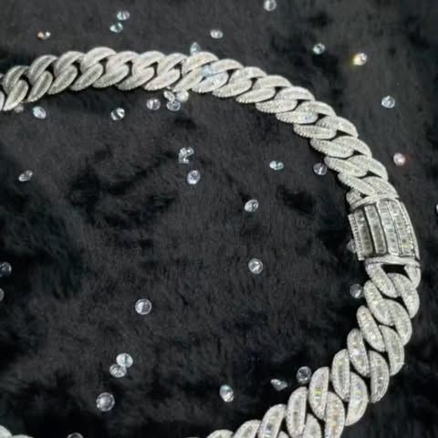 (Moissanite + 925 silver) Cuban full diamond necklace instrument can be detected