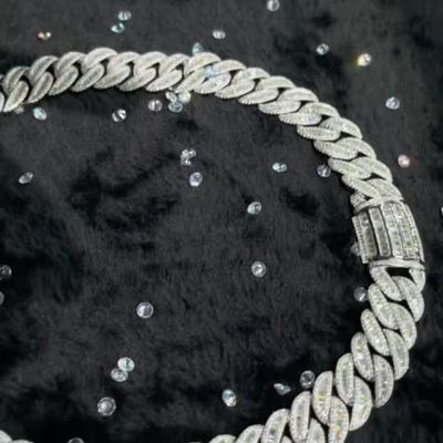 (Moissanite + 925 silver) Cuban full diamond necklace instrument can be detected