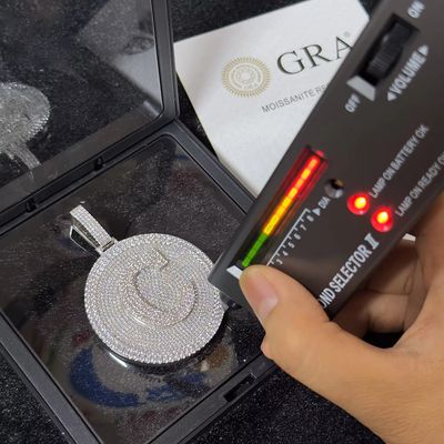 (925 Silver + Moissanite) 26 Round English Letter Pendant