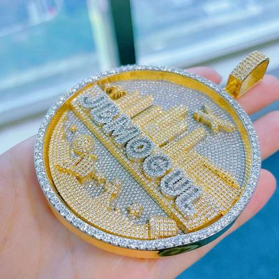 (925 Sterling Silver + Moissanite) Hip Hop Personal Record Design Pendant