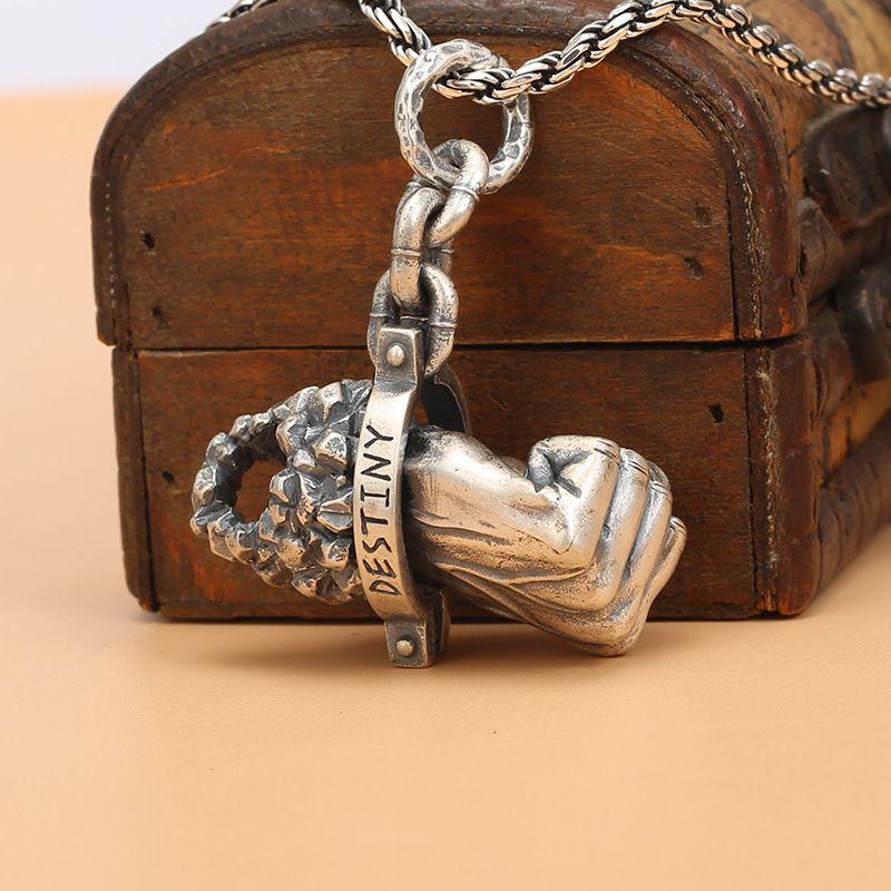 (925 Silver) Vintage Thai Silver Fist Pendant for Men - Powerful and Imposing