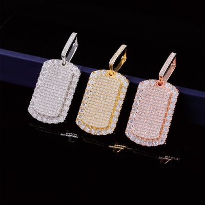 (925 Sterling Silver + Moissanite) Rectangular Pendant, Customizable with Letters