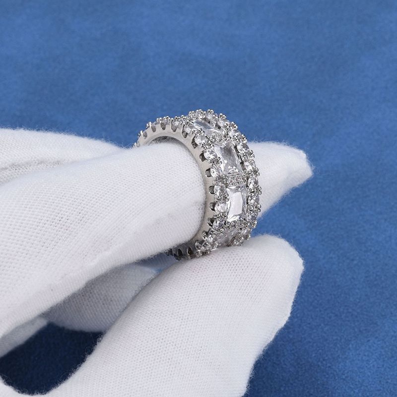 (925 sterling silver + moissanite) T-shaped moissanite ring