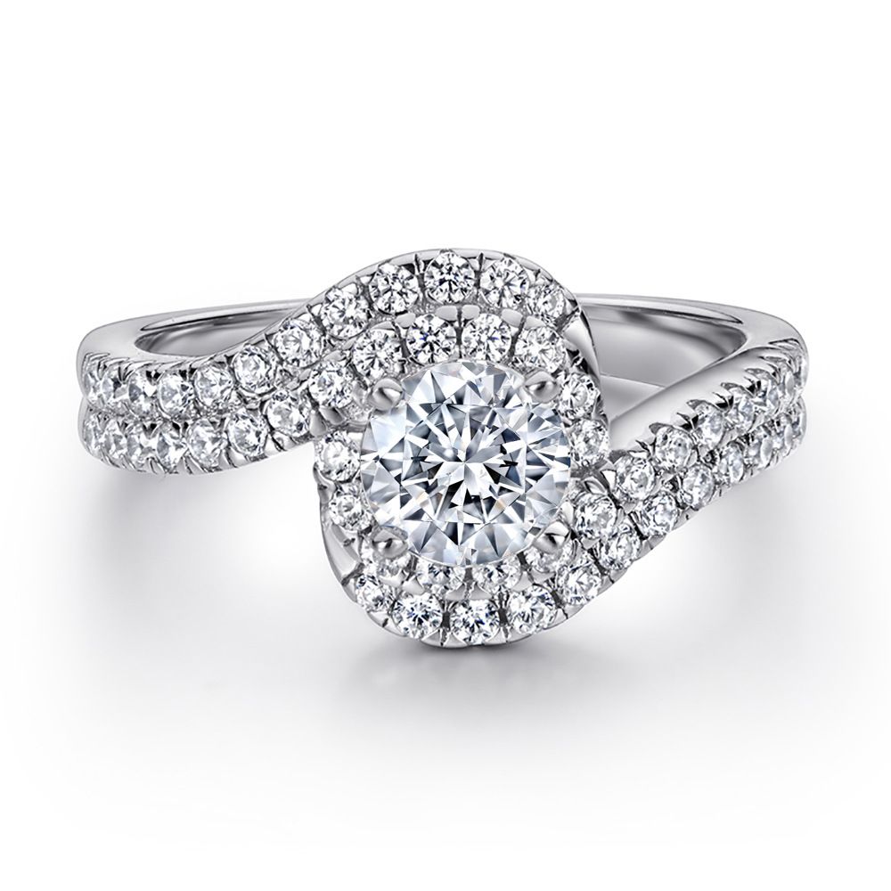(Platinum + Moissanite) Diamond-set Twisted Ring