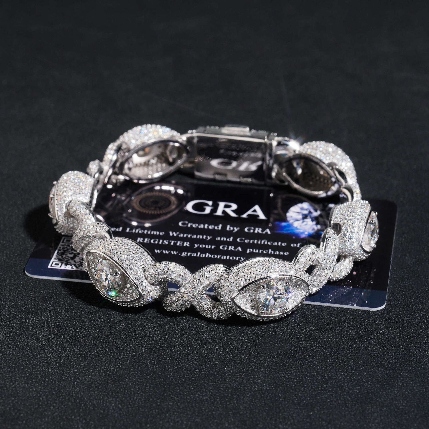 (925 sterling silver + moissanite) Infinity Eye 8-shaped Cuban chain