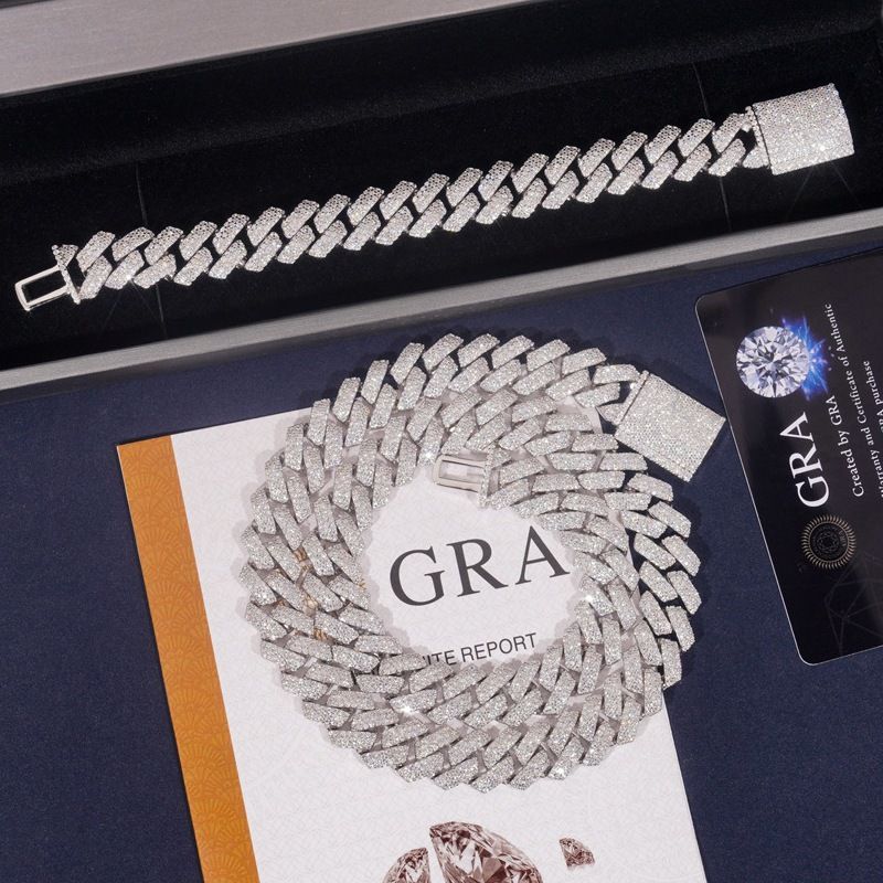 (925 Sterling Silver + Moissanite) Three-row full diamond moissanite bracelet