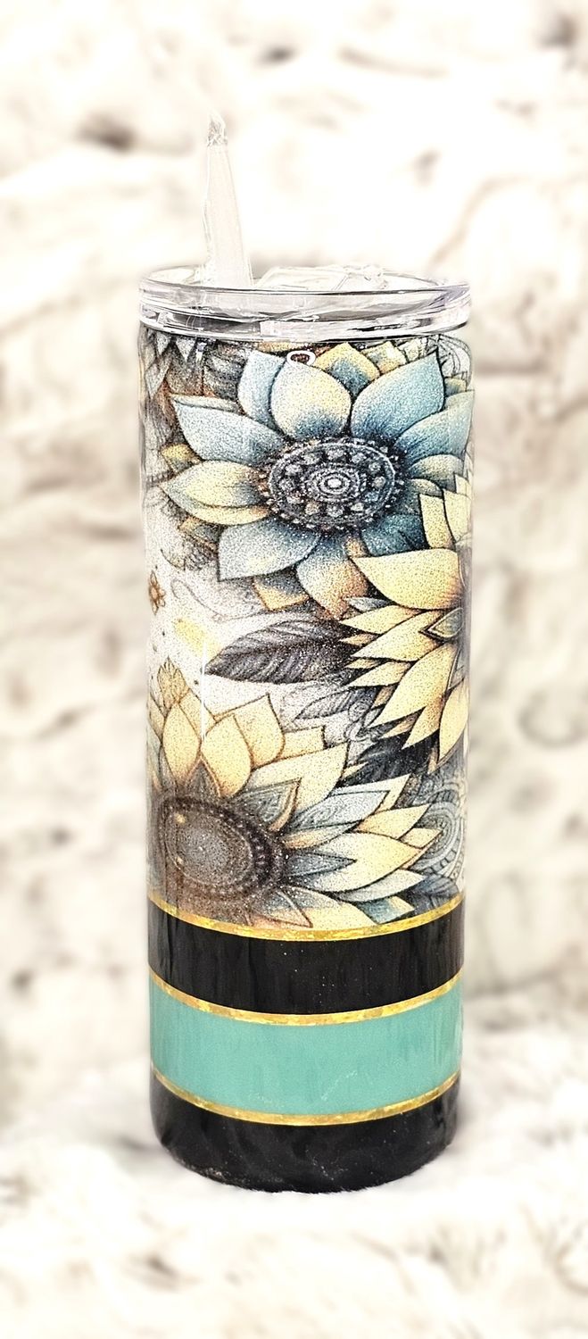 25 oz.  Teal/Sunflower Metallic Tumbler