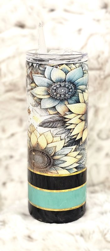25 oz.  Teal/Sunflower Metallic Tumbler