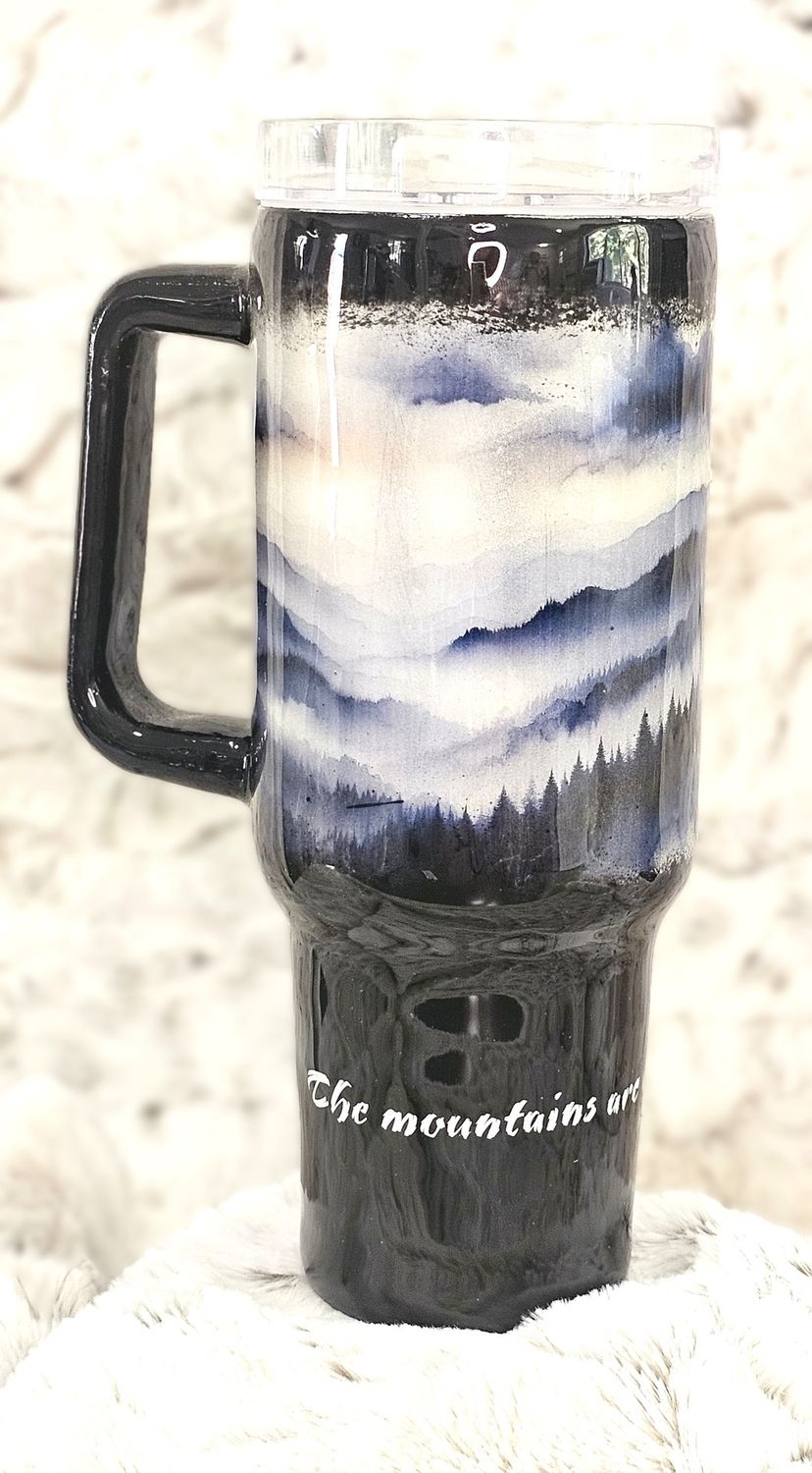 40 oz. The Mountains are Calling Tumbler w/Handle