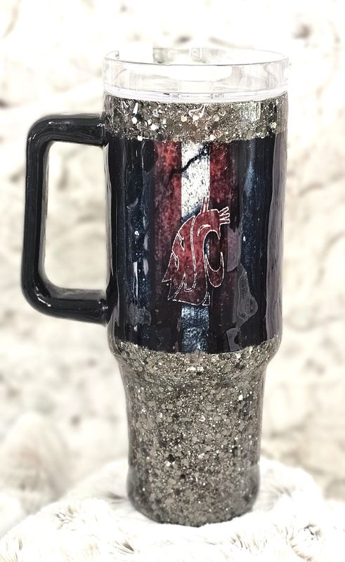40 oz. WSU GLAM Tumbler w/Handle