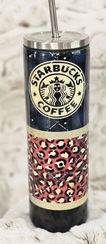 30 oz Leopard Starbucks Tumbler w/Metal Lid