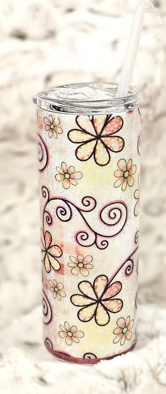 25 oz. Bright Floral Metallic Tumbler