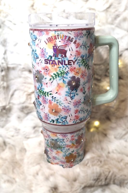 40 oz. Pastel Floral Tumbler w/ Handle