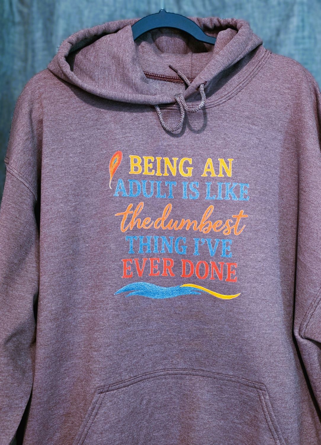 Purple, Unisex XL &quot;Being an Adult&quot; Sweatshirt