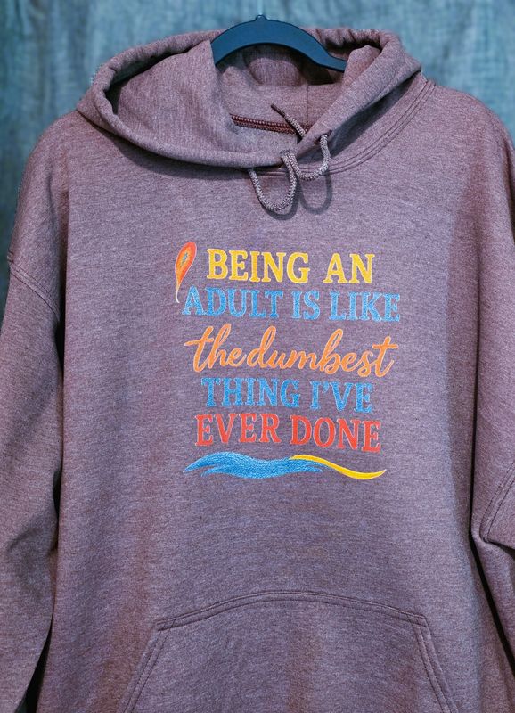 Purple, Unisex XL &quot;Being an Adult&quot; Sweatshirt
