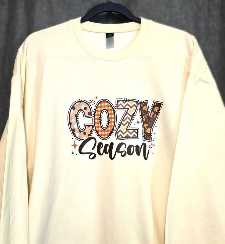 Cream, Unisex Large &quot;Cozy Season&quot; Sweatshirt