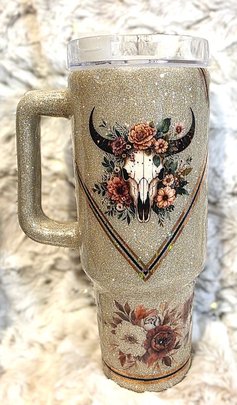 40 oz. Steerhead Floral Tumbler w/ Handle