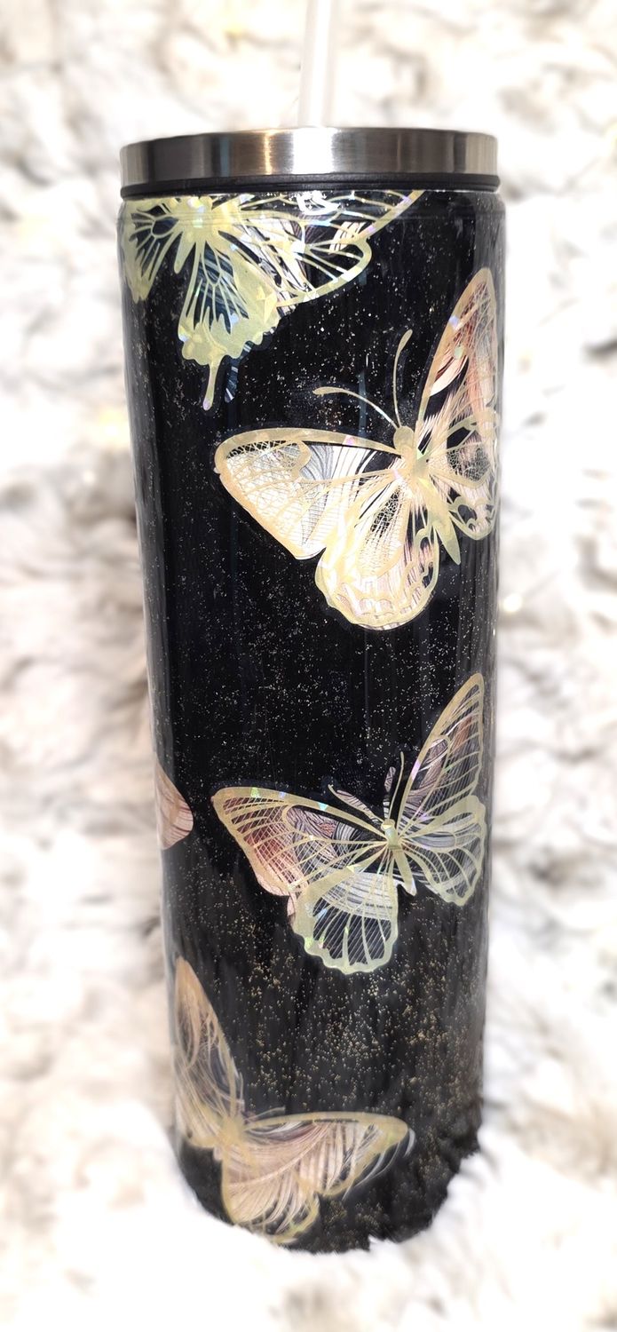 30 oz. Butterfly Tumbler w/ Metal Lid