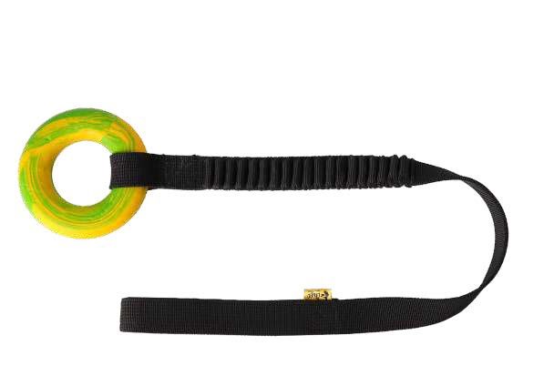 Ringo Tug Toy - Yellow Ring on Black Bungee