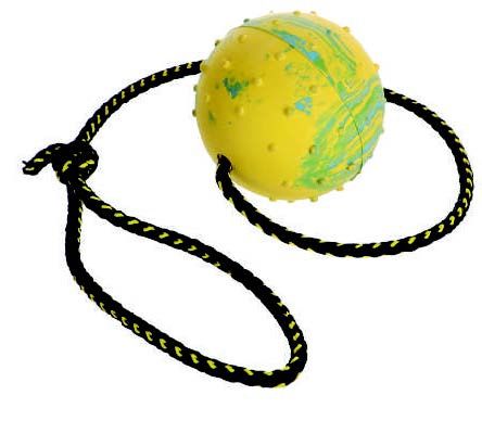 Hard Rubber Reward - Fetch Ball on a Rope, Ball Diameter: 2.5 inches, Rope Length: 24 inches
