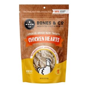 BONES &amp; CO Dog &amp; Cat Grain Free Freeze-Dried Chicken Hearts 1.9OZ