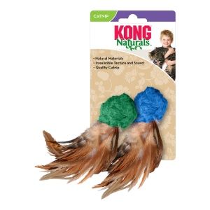 KONG Cat Naturals Crinkle Ball with Feathers Assorted