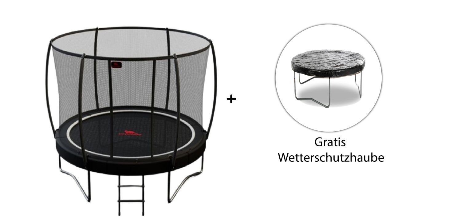 Trampolino Dino-Cars Ø 365 cm Pro Line con rete di sicurezza + scaletta + telo di protezione dalle intemperie Ø 365 cm