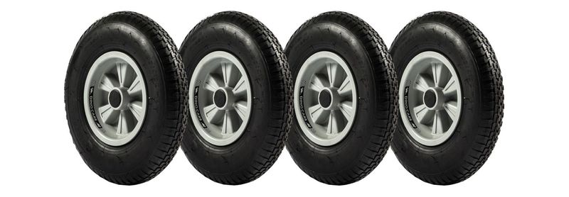 Jeu de roues complètes Dino-Cars, profil à roulement fluide, argent, 4 pièces