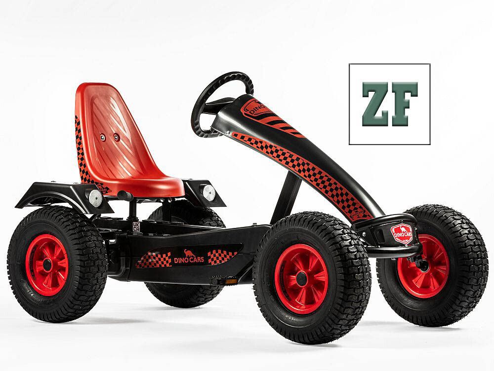 Gokart dla dzieci Dino Cars z przełączanym wolnym biegiem, siedziskiem z tworzywa sztucznego w kolorze czerwonym