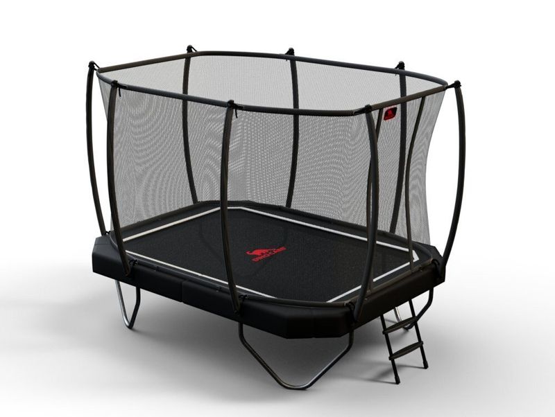 Cama elástica Dino-Cars con red de seguridad/escalera 340x240 Negro
