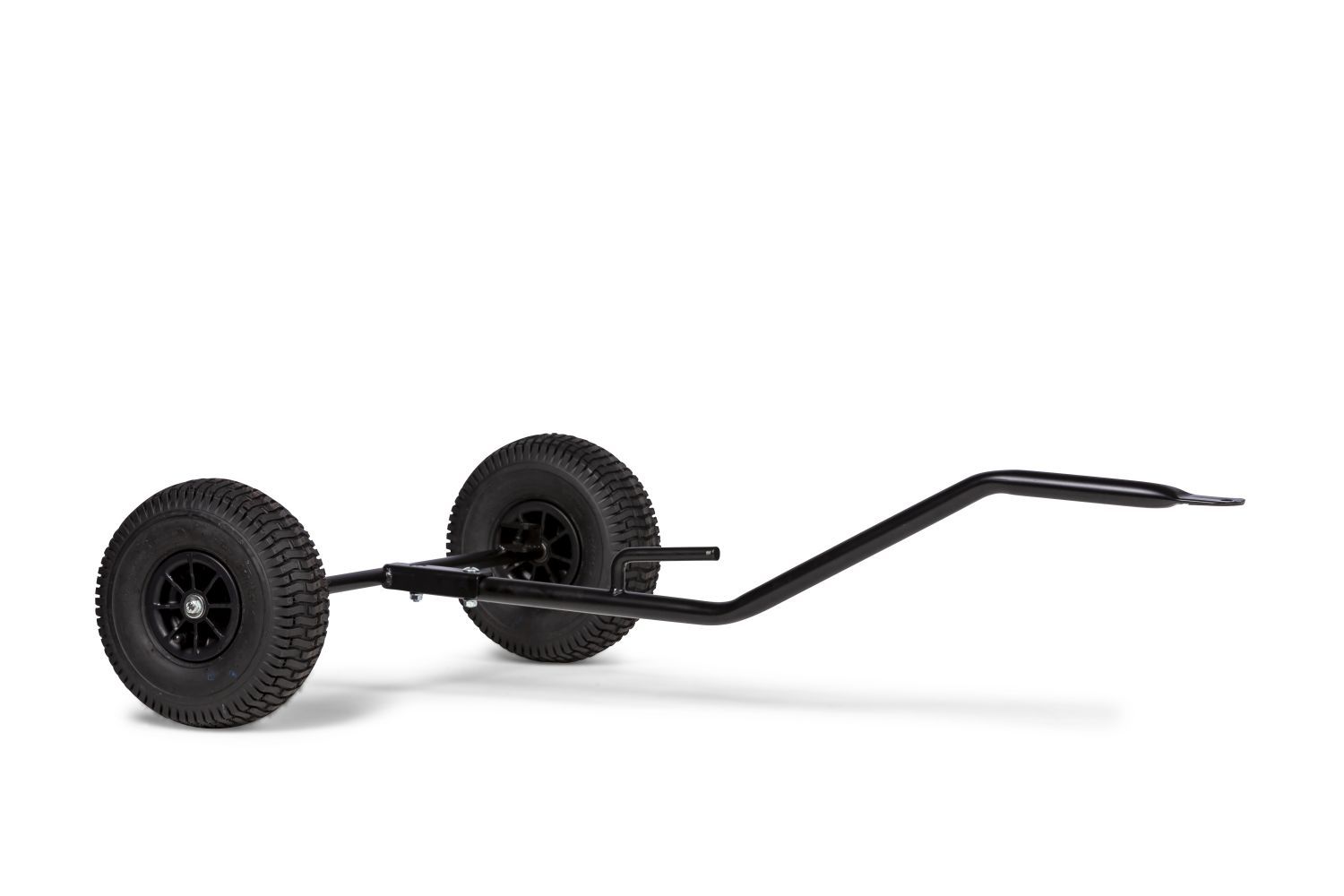 Chariot de base noir avec deux pneus noirs et cadre métallique incurvé