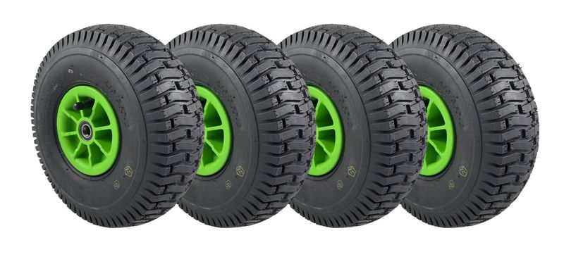 Dino-Cars Roue complète/brouette/chariot de base Speedy 4.10/3.50-4 (vert) 4 pieces