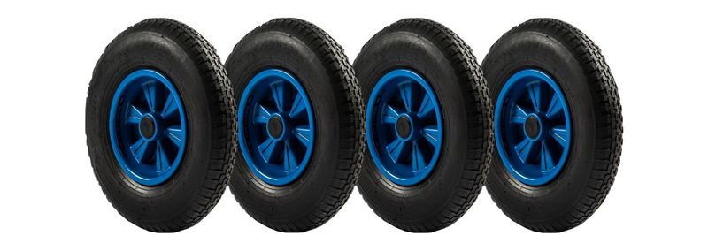 Jeu de roues complètes Dino-Cars, profil à roulement fluide, bleu, 4 pièces