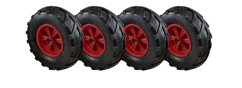 Jeu de roues complètes Dino-Cars Ackerstolle (jante rouge) 4 pièces (2x gauche / 2x droite)