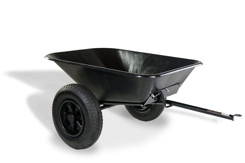 Przyczepa Dino Cars Dumper z dwoma dużymi oponami i czarnym korytem do przymocowania do pojazdu