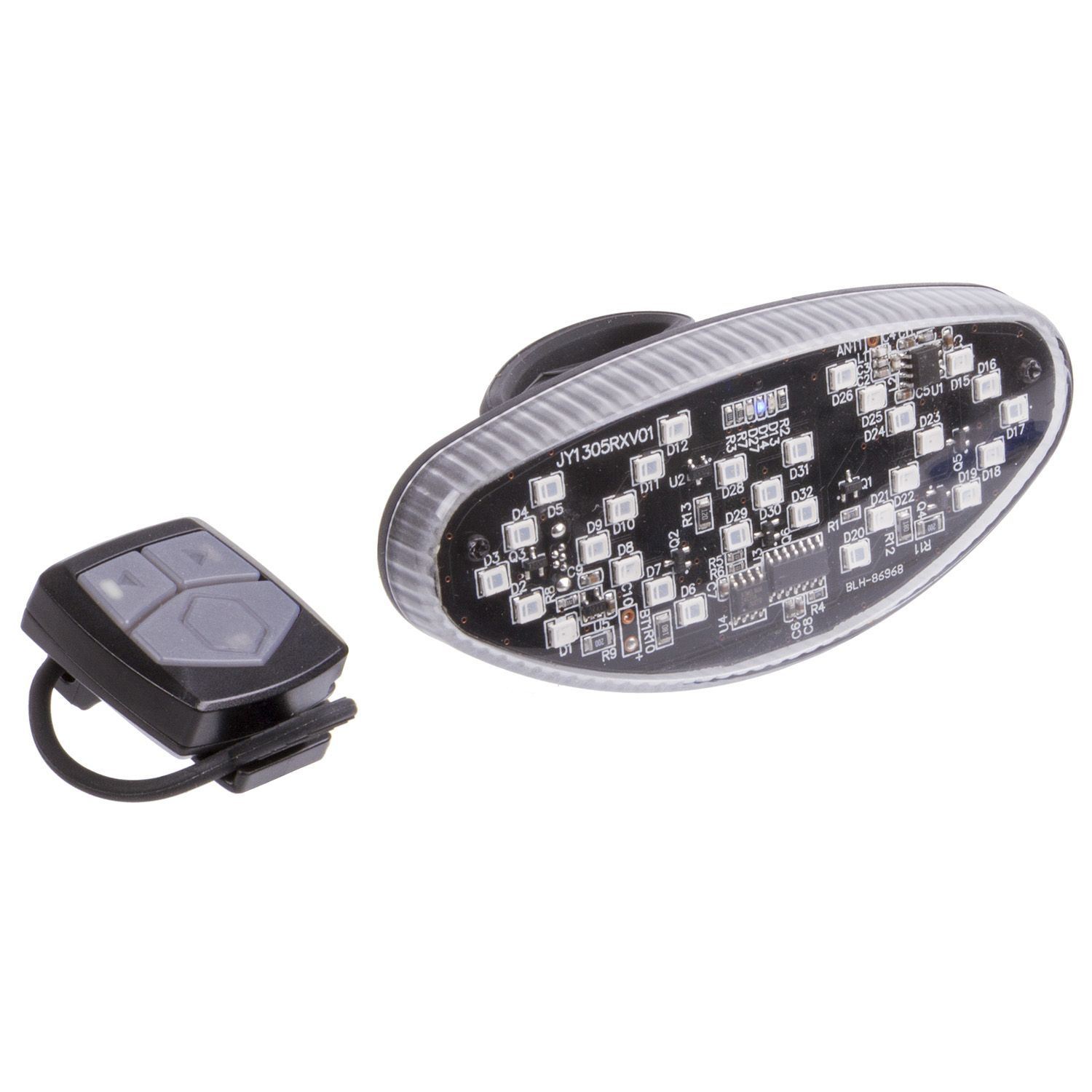 Luce lampeggiante elettronica con luce posteriore e telecomando wireless in alloggiamento nero e trasparente