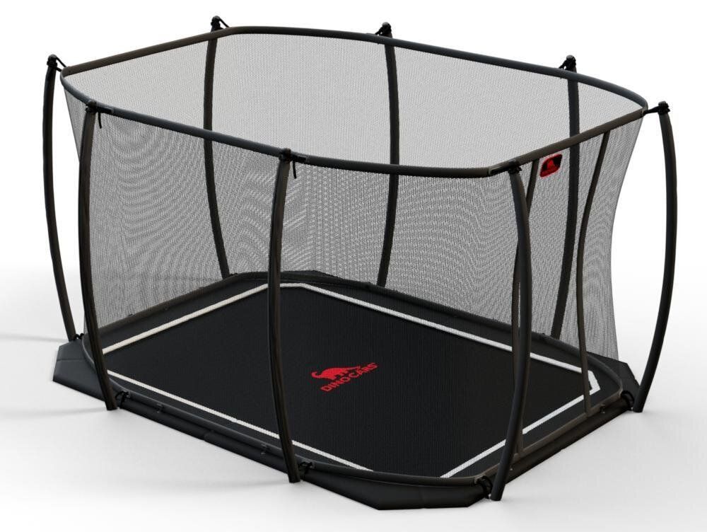 Trampolina Dino-Cars Flat Level z siatką zabezpieczającą 380x255 Czarna