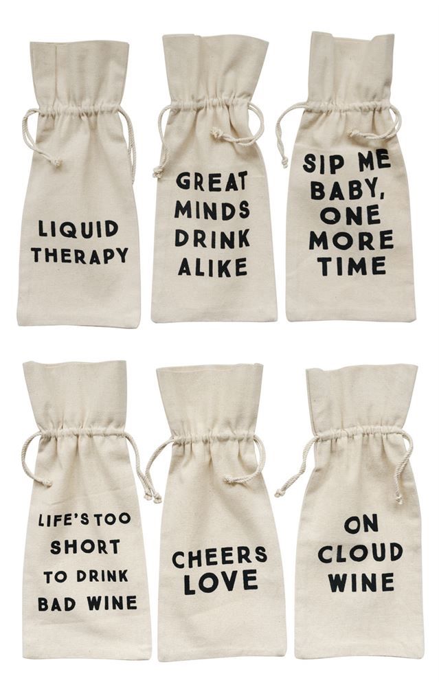 Assorted Wine Bags With Saying, Size: Liquid Therapy