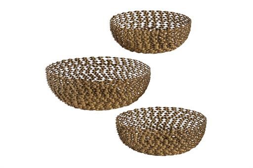 Round Gold Decorative Baskets, Size: Lg/15"